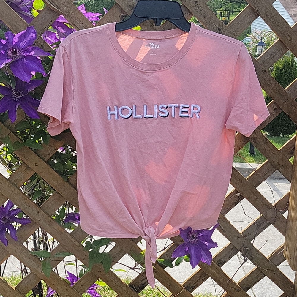 Hollister embroidered t shirt tie waist